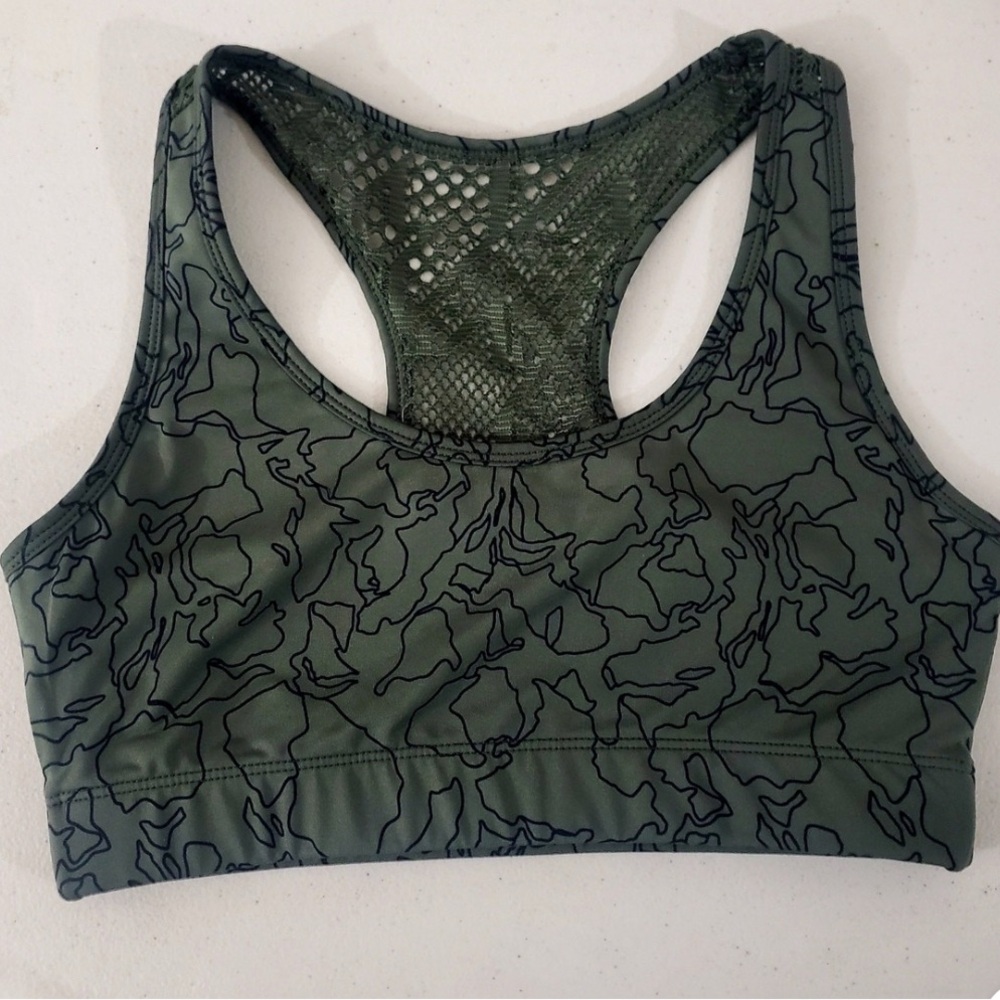 ZYIA Green Topo Bomber Sports Bra Racerback